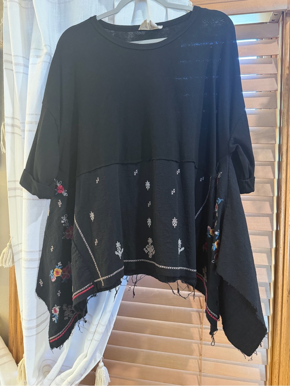 Savanna Jane Black Embroidered Asymmetric Boho Tunic
